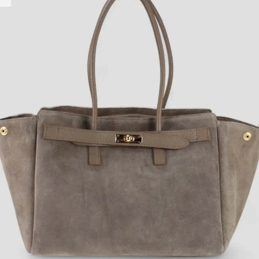 Suede Handbag Taupe