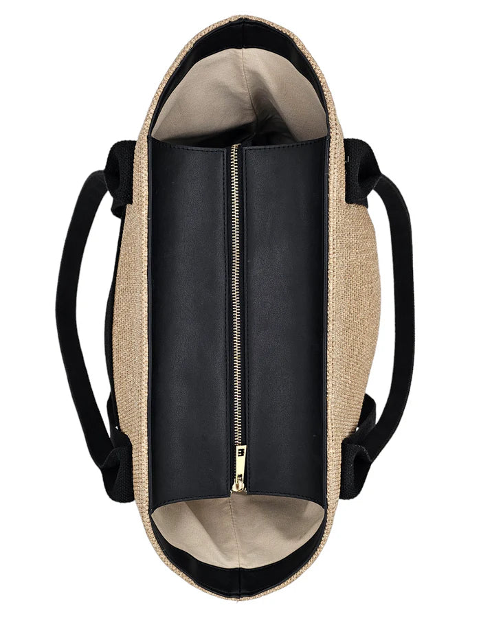 Sand & Black Woven Travel Bag