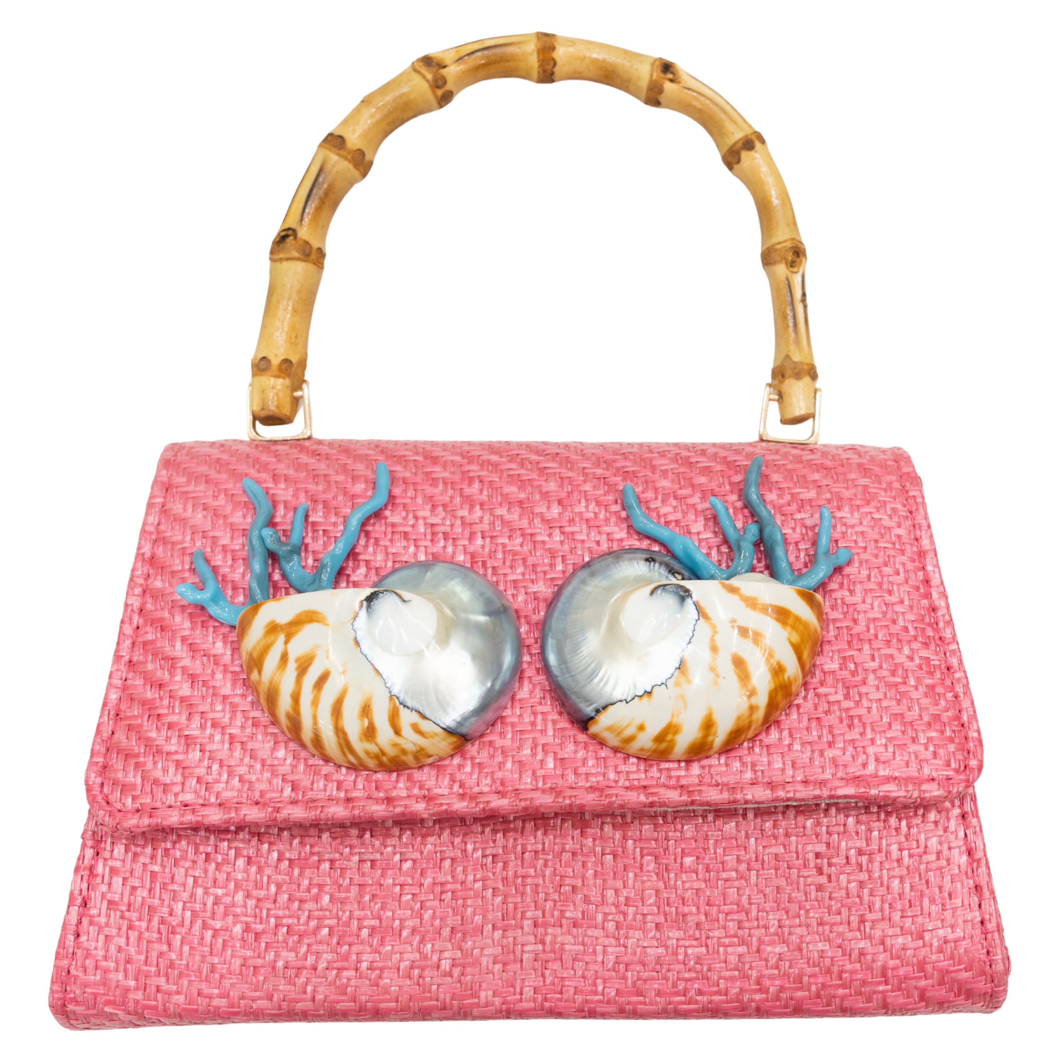 Handmade Pink Purse with Shells