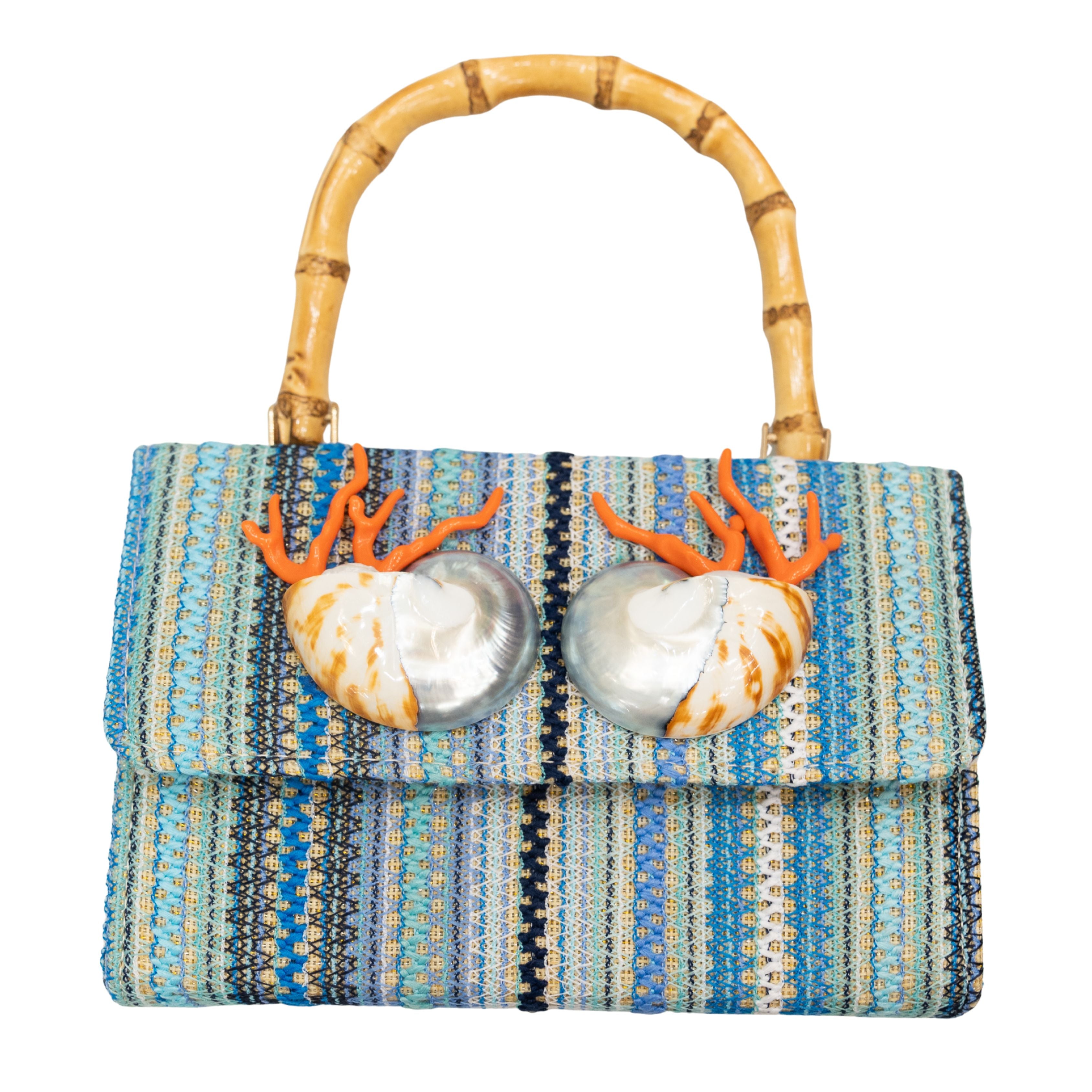 Handmade Light Blue Purse with Shells