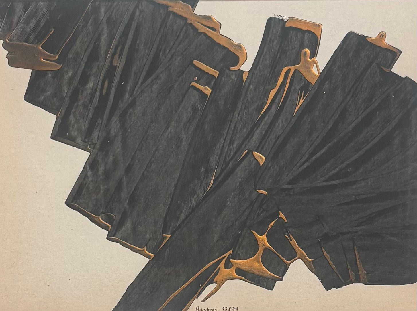 Heritage - 1980s Black and Gold Abstract I by Barbrei (11.25 x 15)