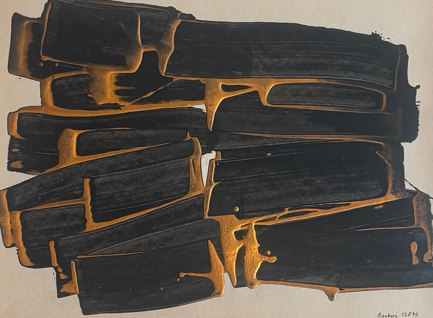 Heritage - 1980s Black and Gold Abstract II by Barbrei (11.25 x 15)