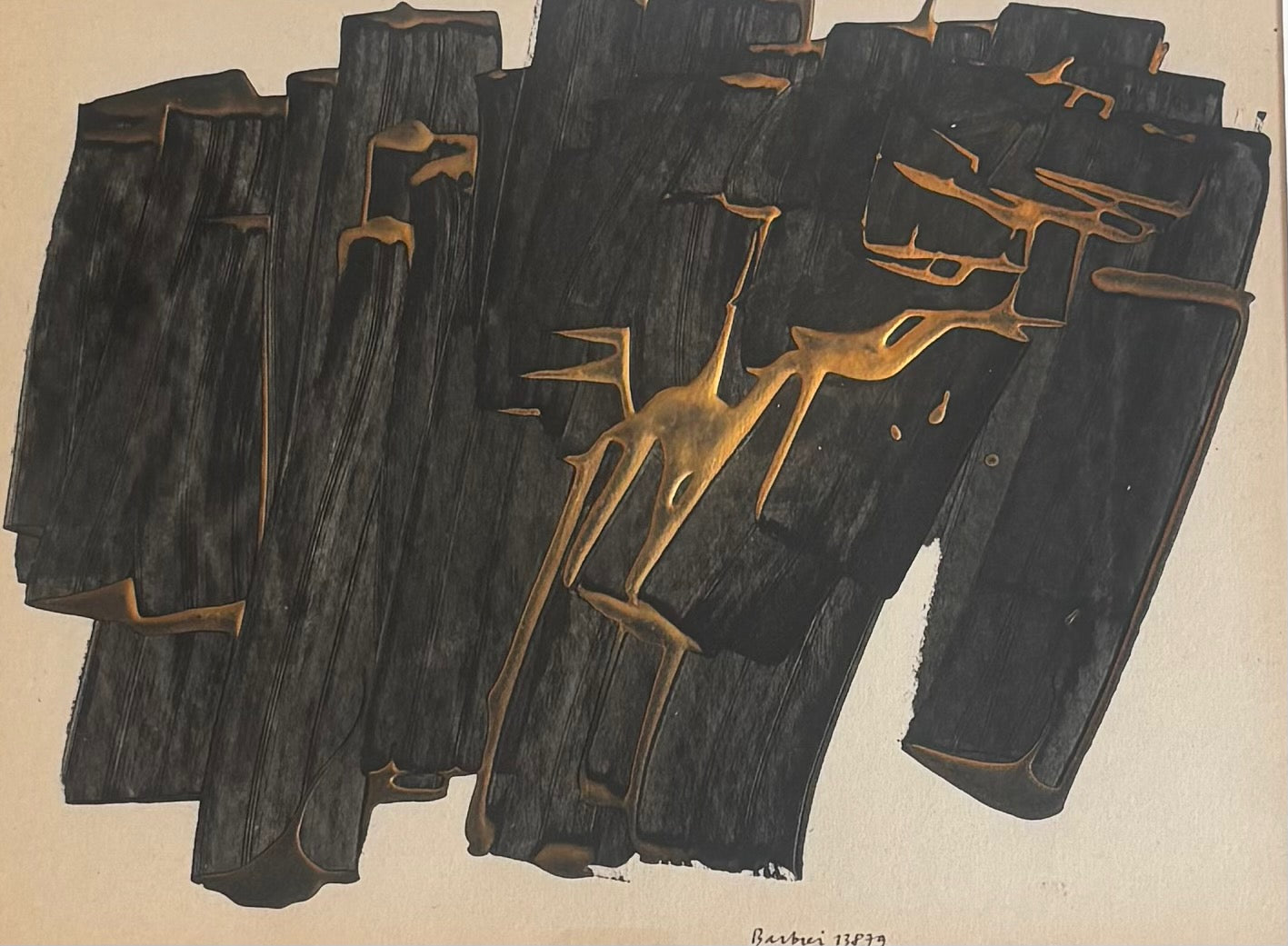 Heritage - 1980s Black and Gold Abstract III by Barbrei (11.25 x 15)