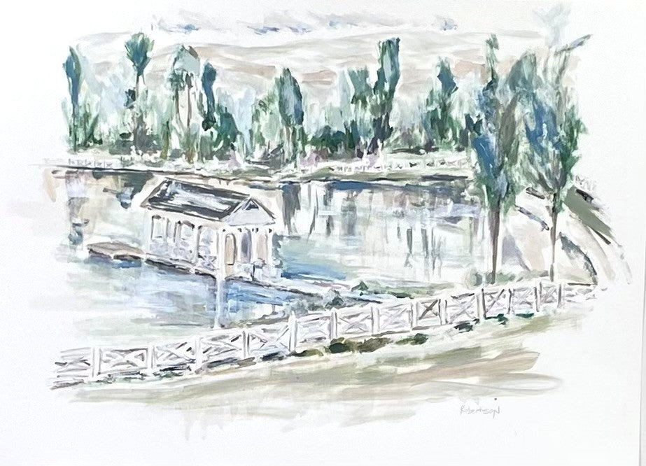 Sarah Robertson - Blackberry Farm Study, The Boathouse on Old Walland Pond (18 x 24)