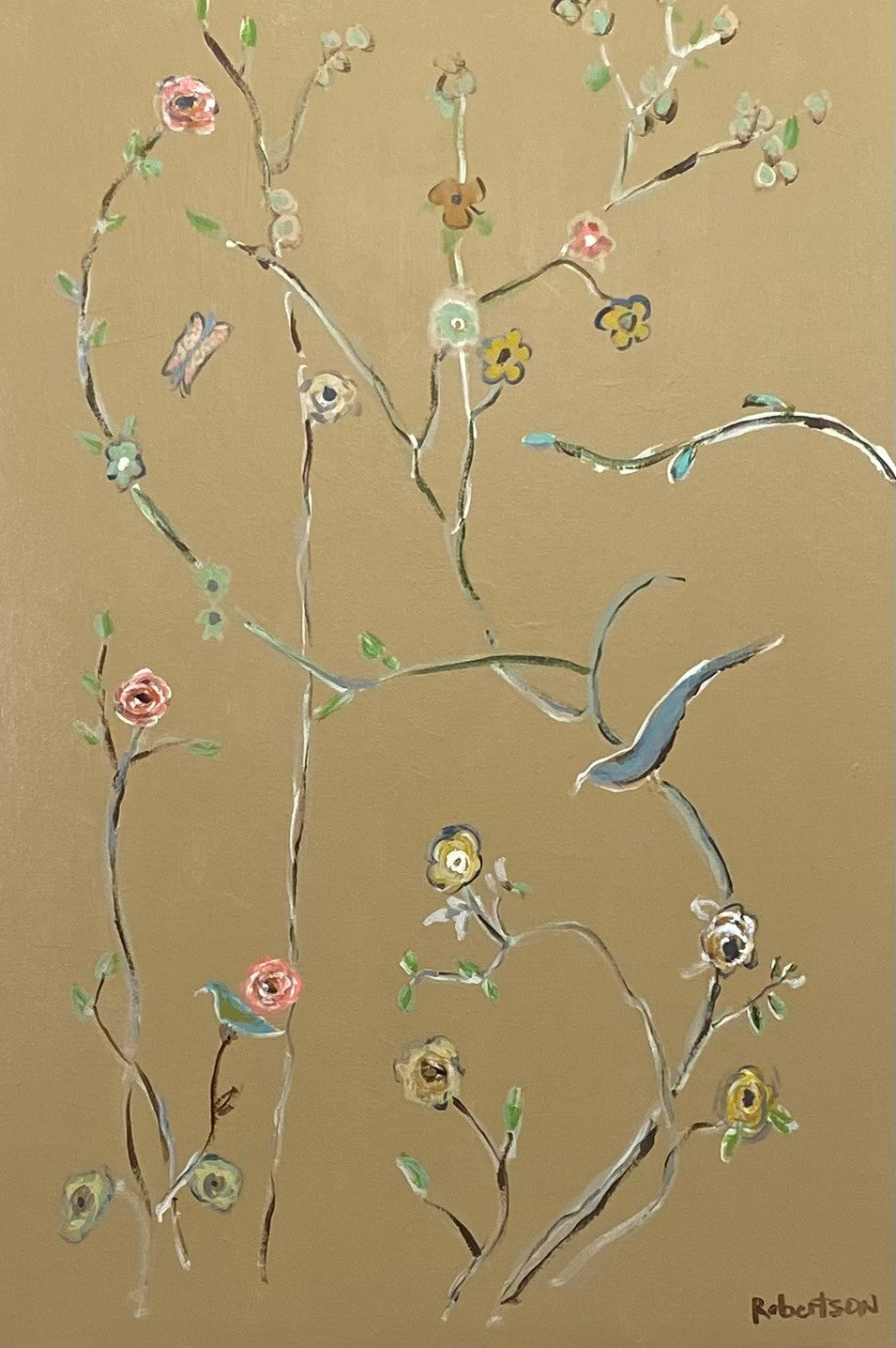 Sarah Robertson - Blue Bird Garden on Golden #1