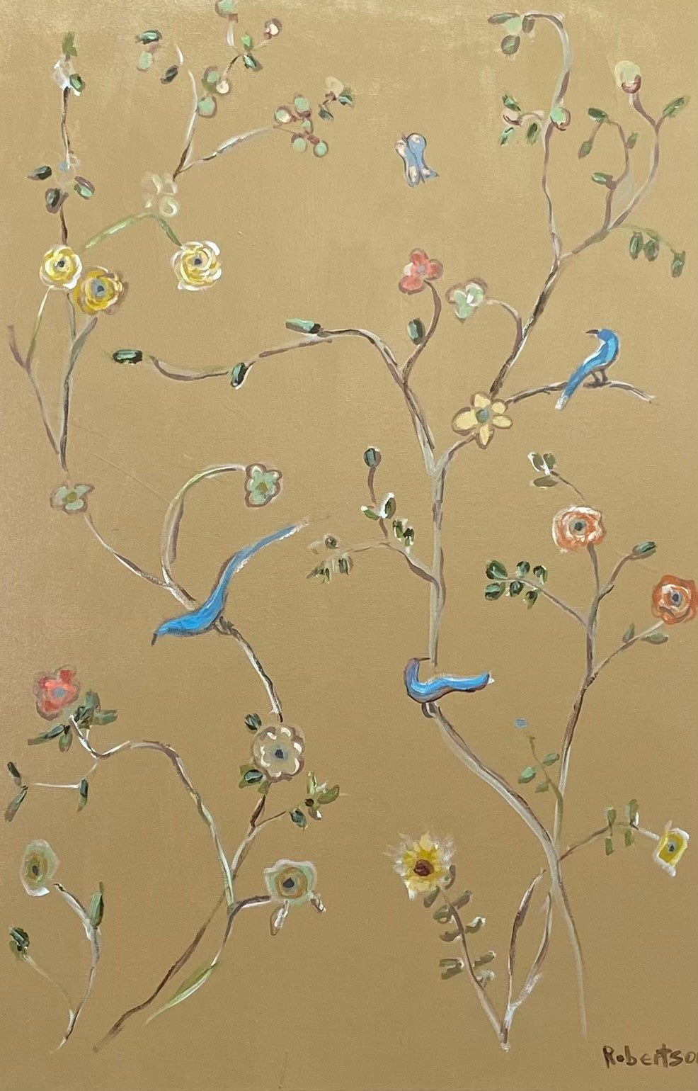 Sarah Robertson - Blue Bird Garden on Golden #2