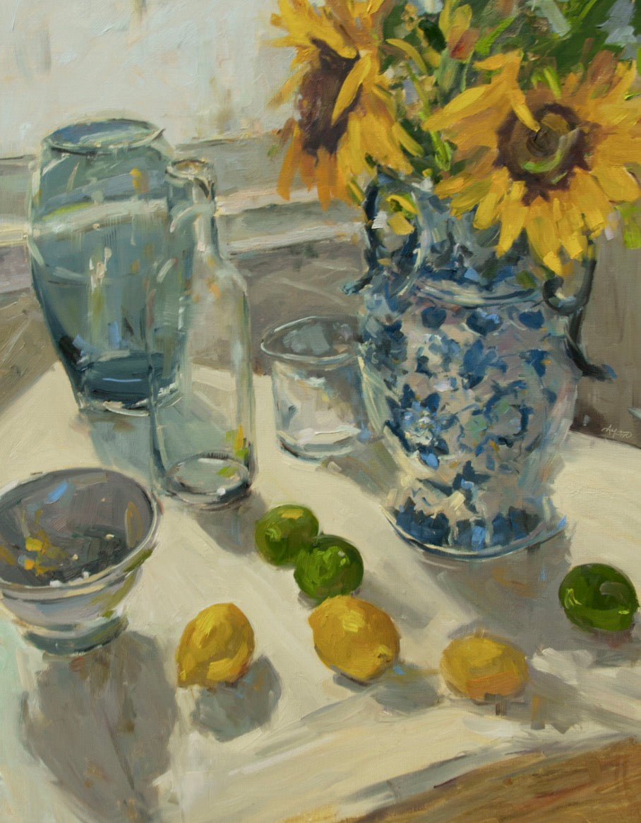 Stephanie Amato - Blue and Yellow Still Life (30 x 24)