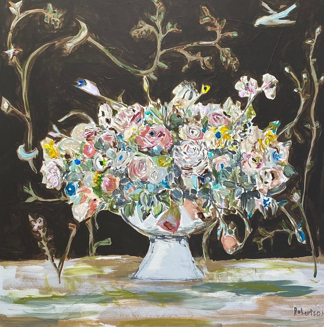 Sarah Roberston - Bouquet in the Vines (36 x 36)