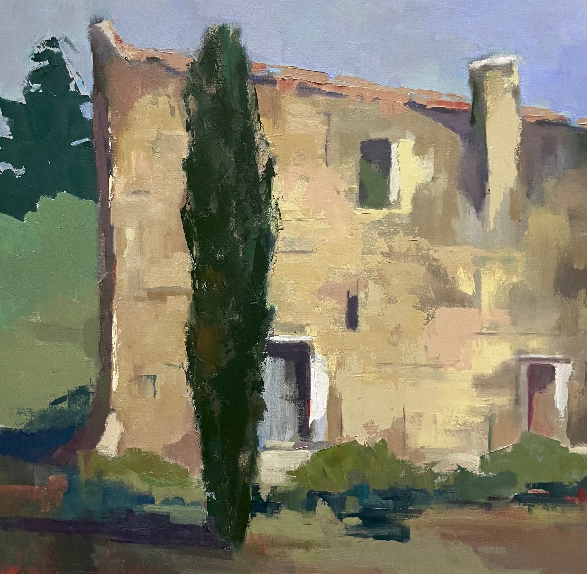 Lesley Powell - Cypress and Facade (16 x 16)