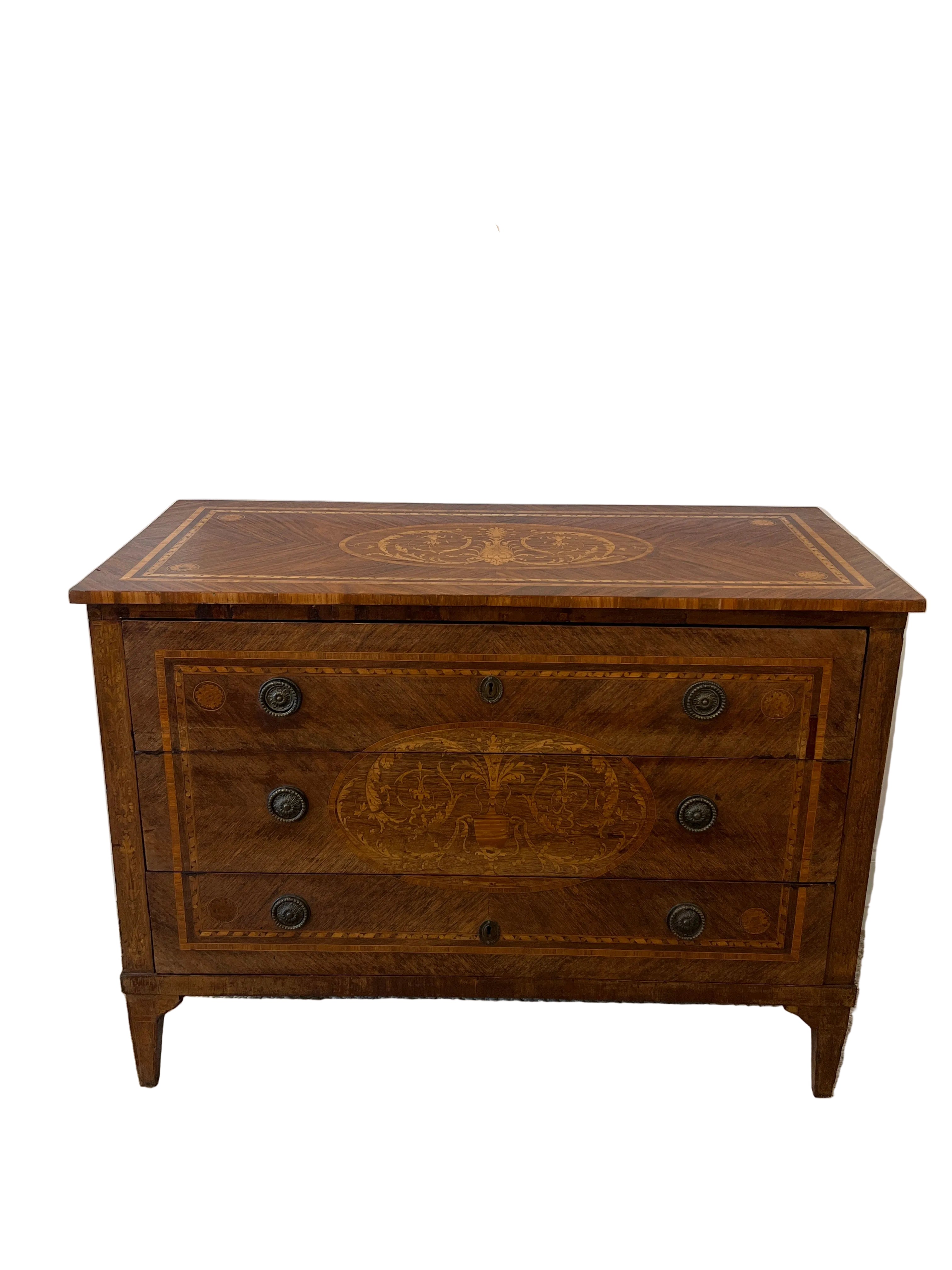Commode Walnut with Inlay Italian(47w x 22.5d x 34.5h)