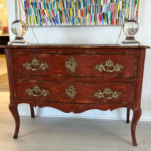Red 18th C Louis XV Commode