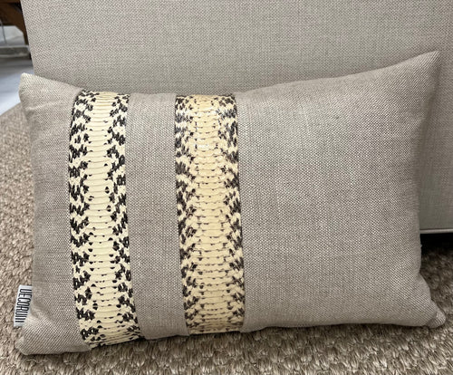 14x20 Natural Linen and Python Lumbar Pillow