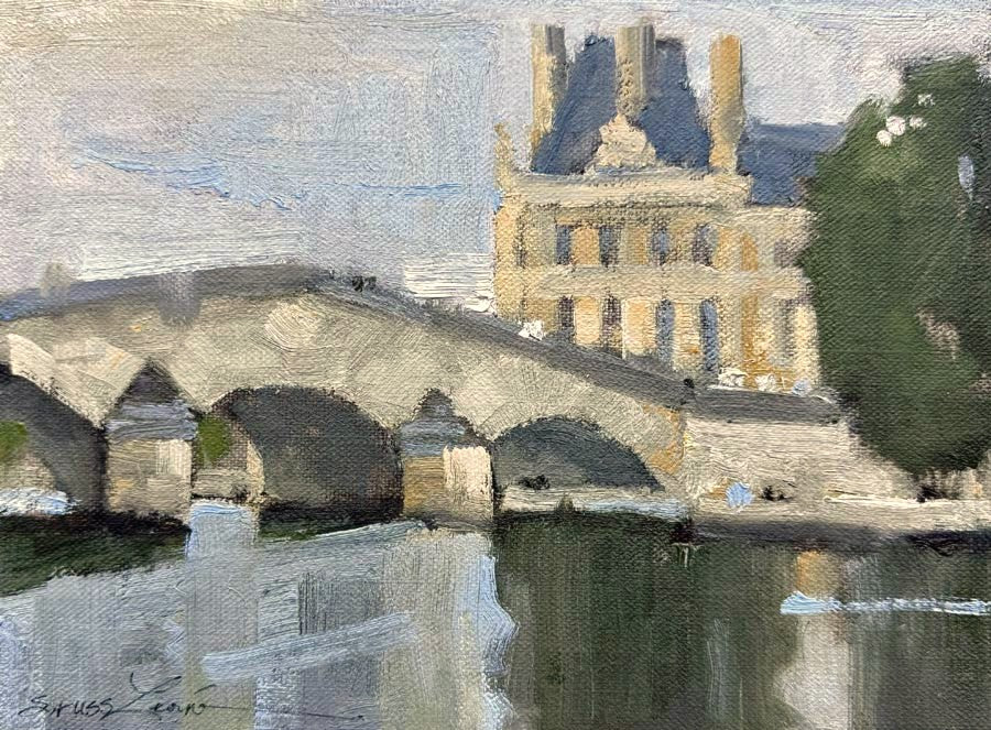 Sherrie Russ Levine -Golden Light on the Louvre (7 x 10)