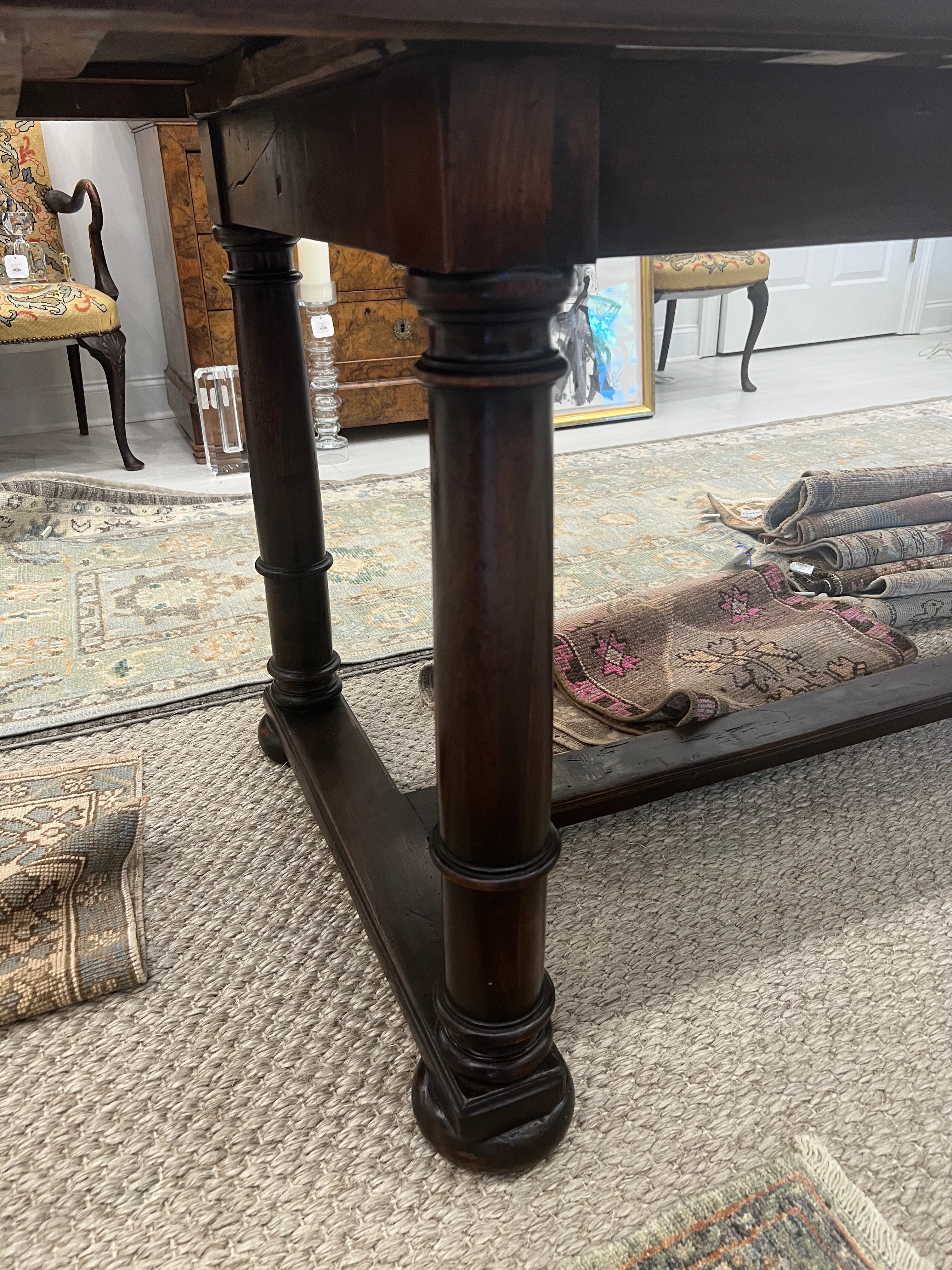 18th Walnut Italian Table 110.5"Lx31.5x31"H