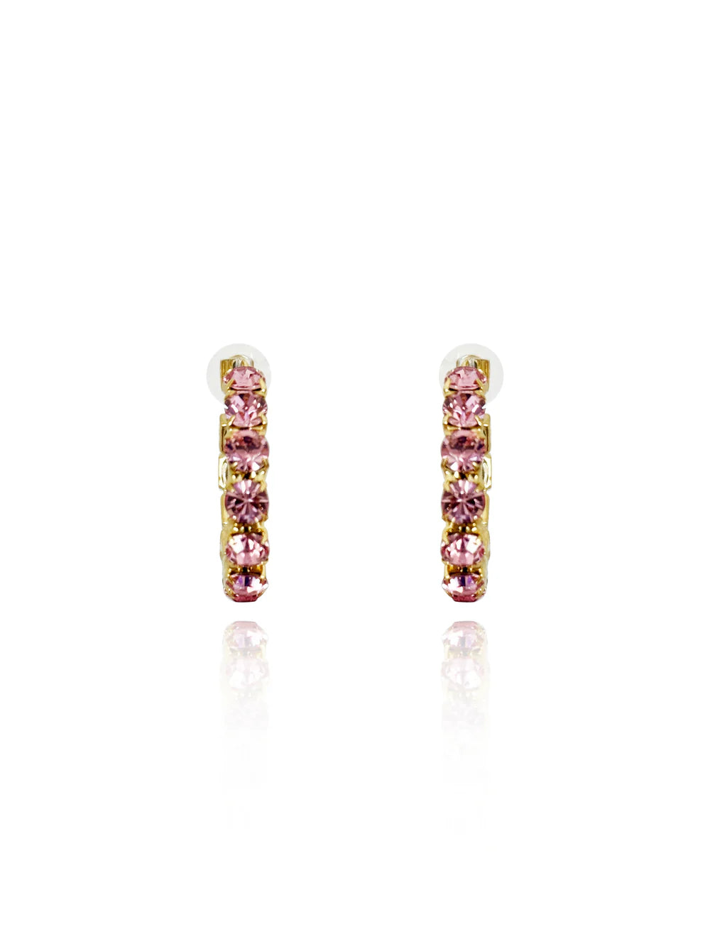 Pink Crystal Hoop Earrings - 24K Plate