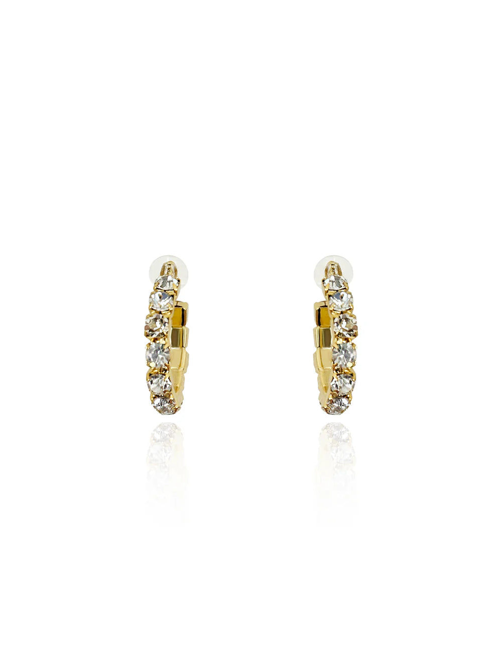 Clear Crystal Hoop Earrings - 24K Plate