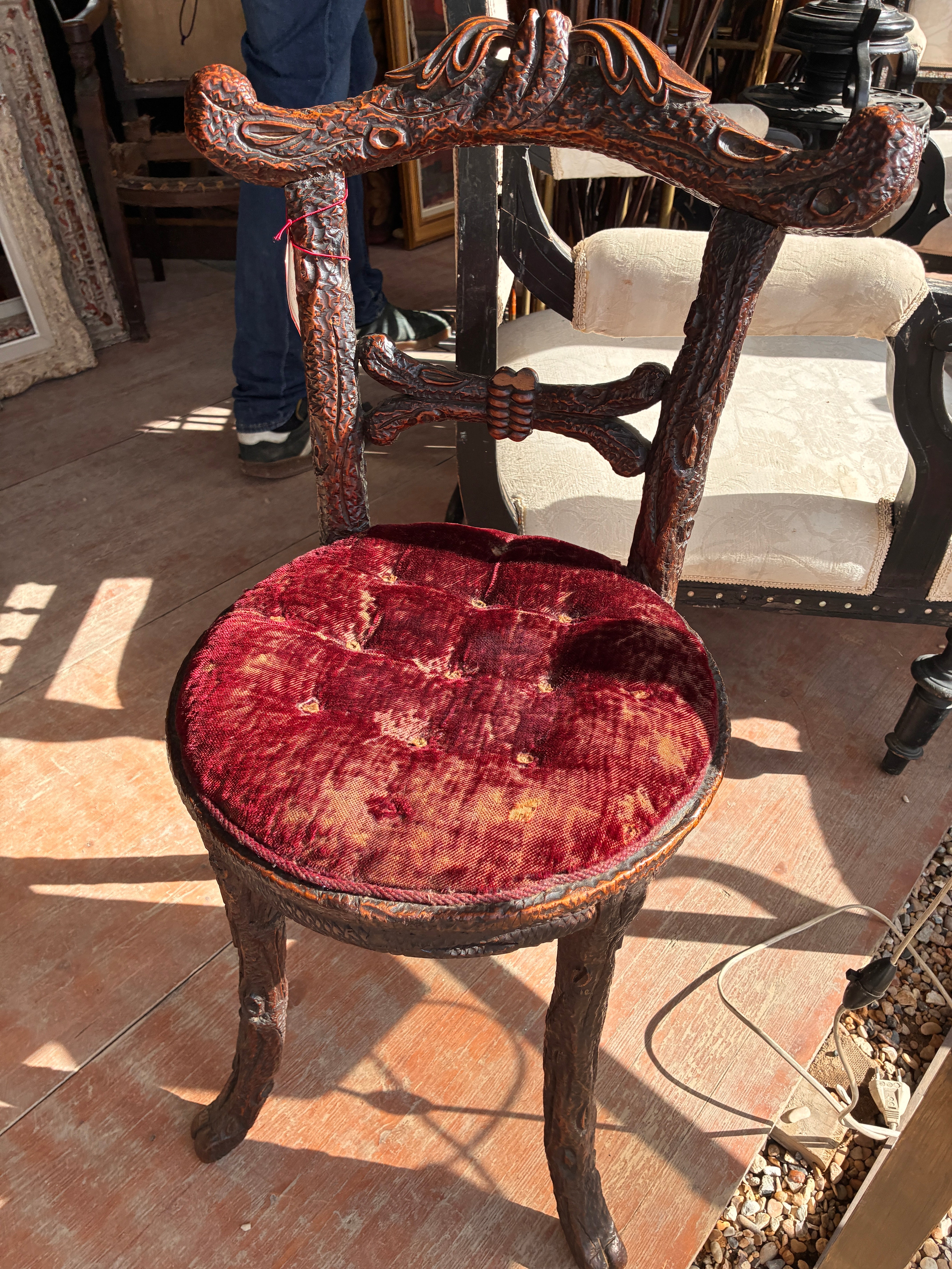 Carved Black Forest Chair