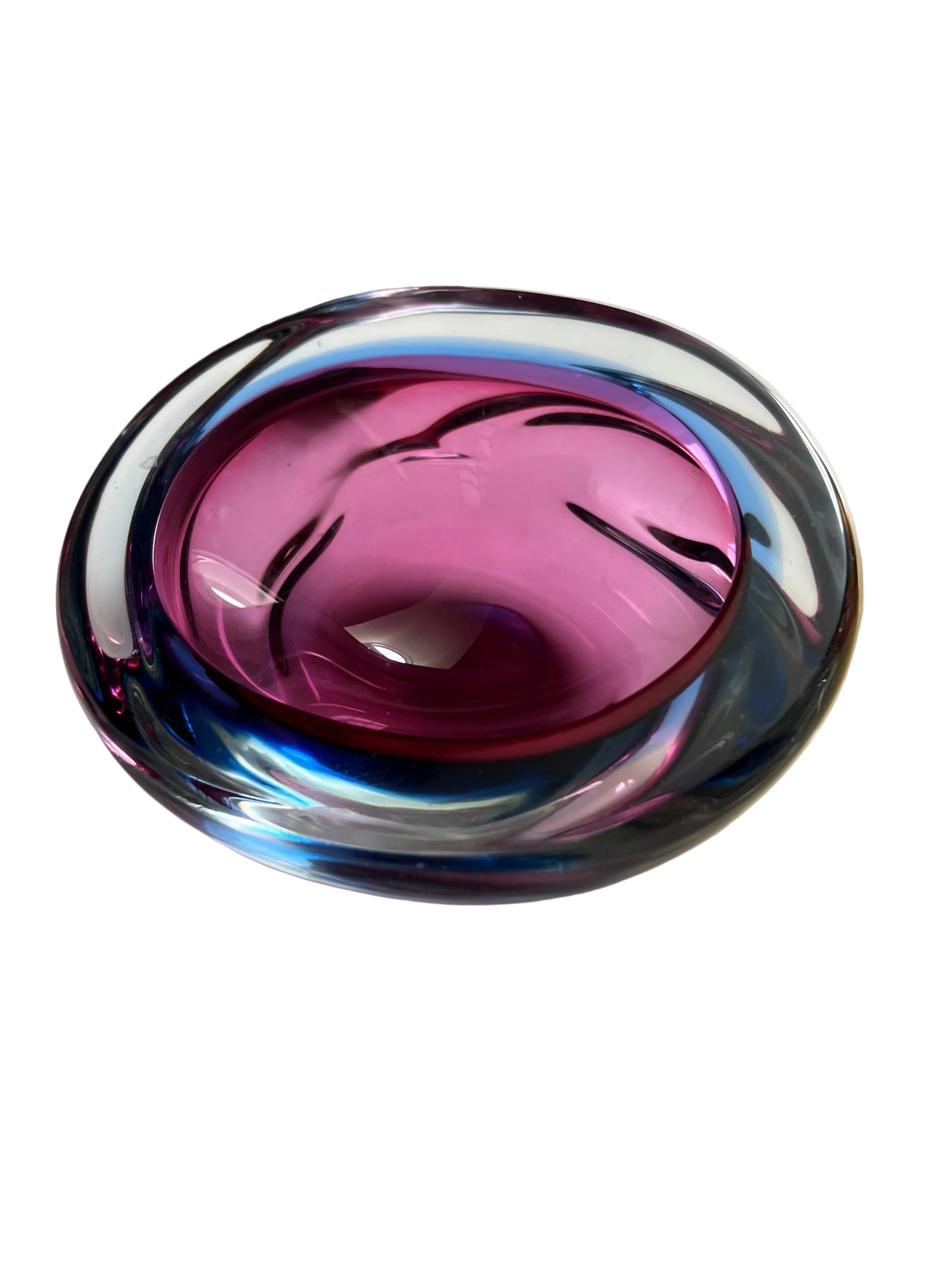 Flavio Poli Murano Glass Purple Blue Bowl