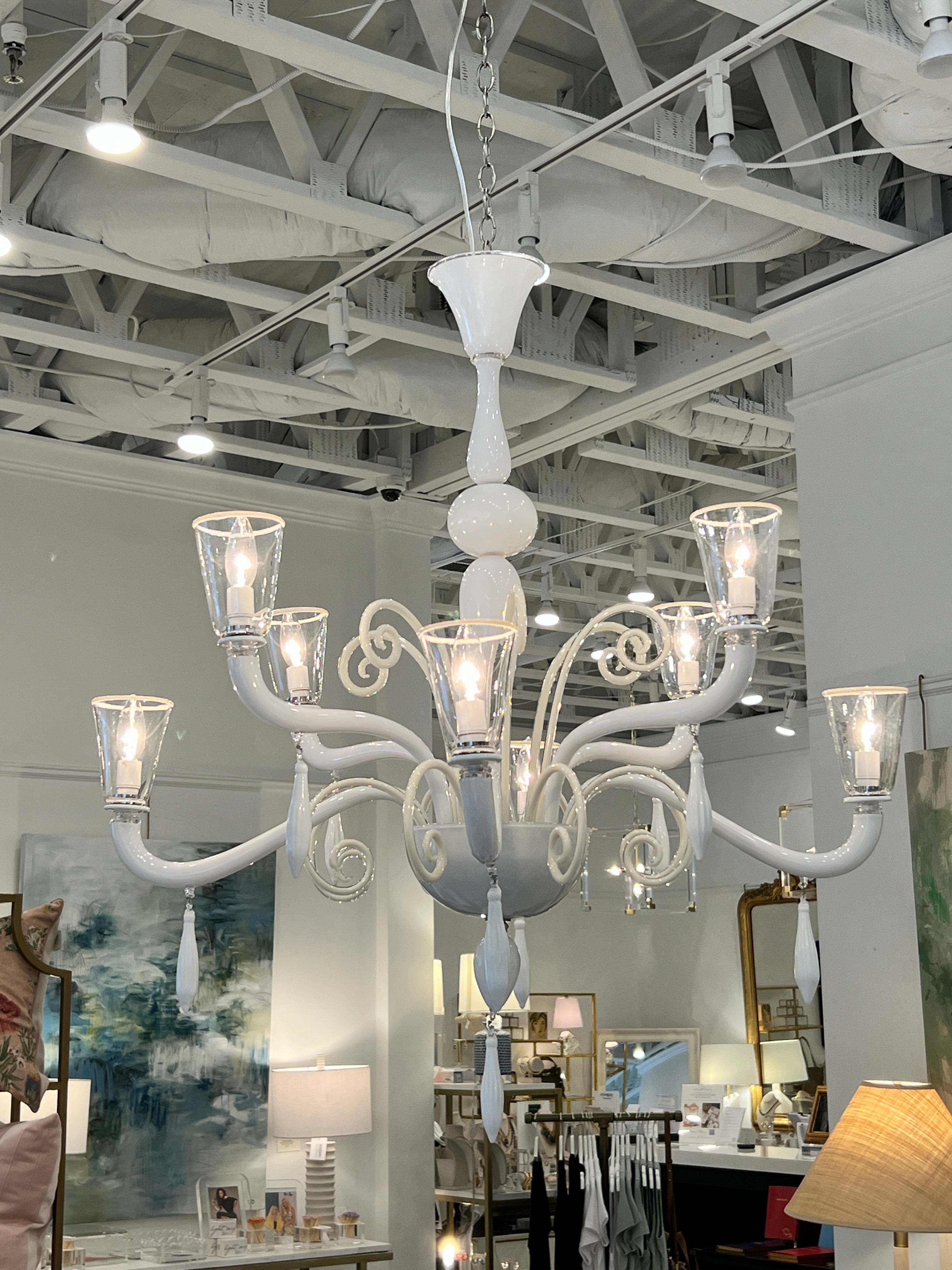Murano White Chandelier