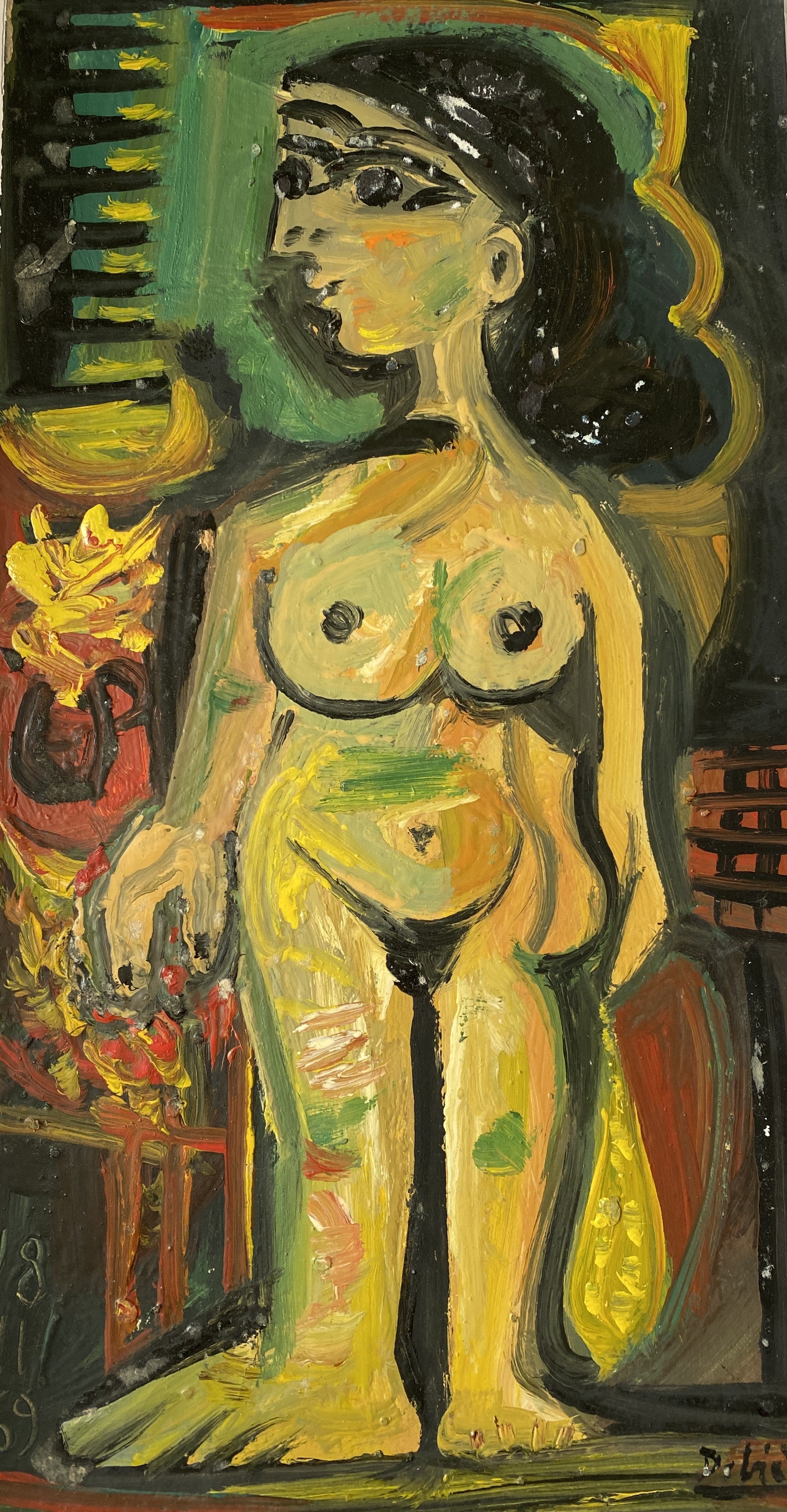 Heritage - Yellow Figure Standing by Raymond Debieve (15 x 8)