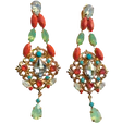 Coral & Blue Chandelier Earrings