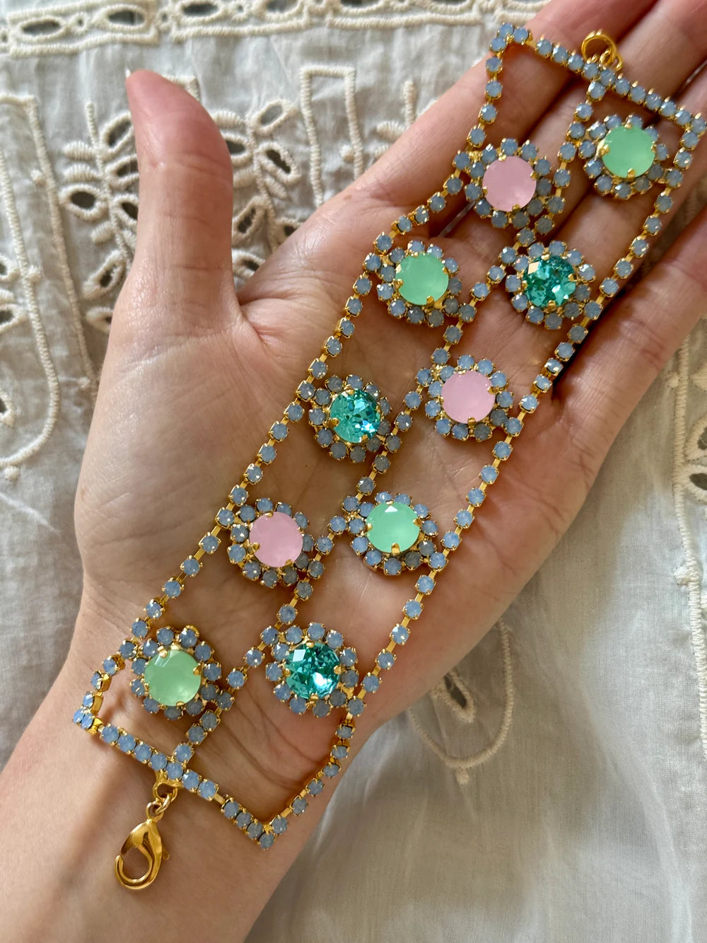 Pastel Crystal Flower Bracelet