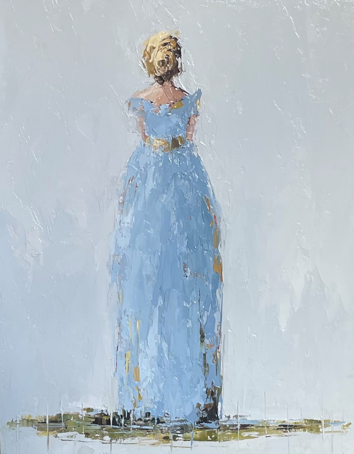 Geri Eubanks - Lady in Blue Dress (14 x 11)