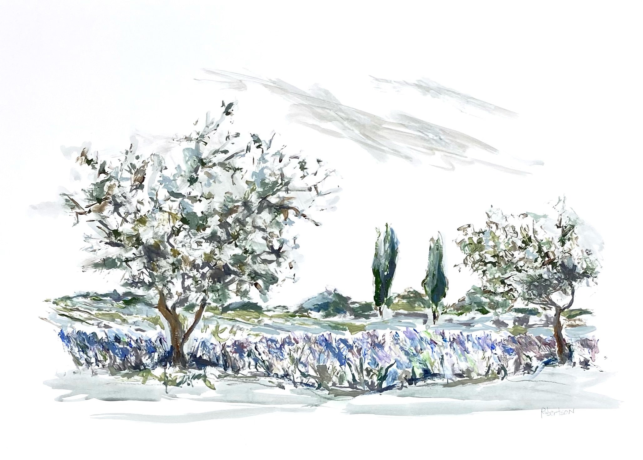 Sarah Robertson - Lavender Field View (18 x 24)