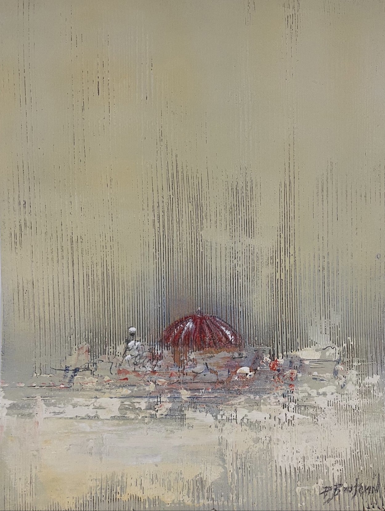 Pascal Bouterin - Le Parasol Rouge (12.5 x 9.5)