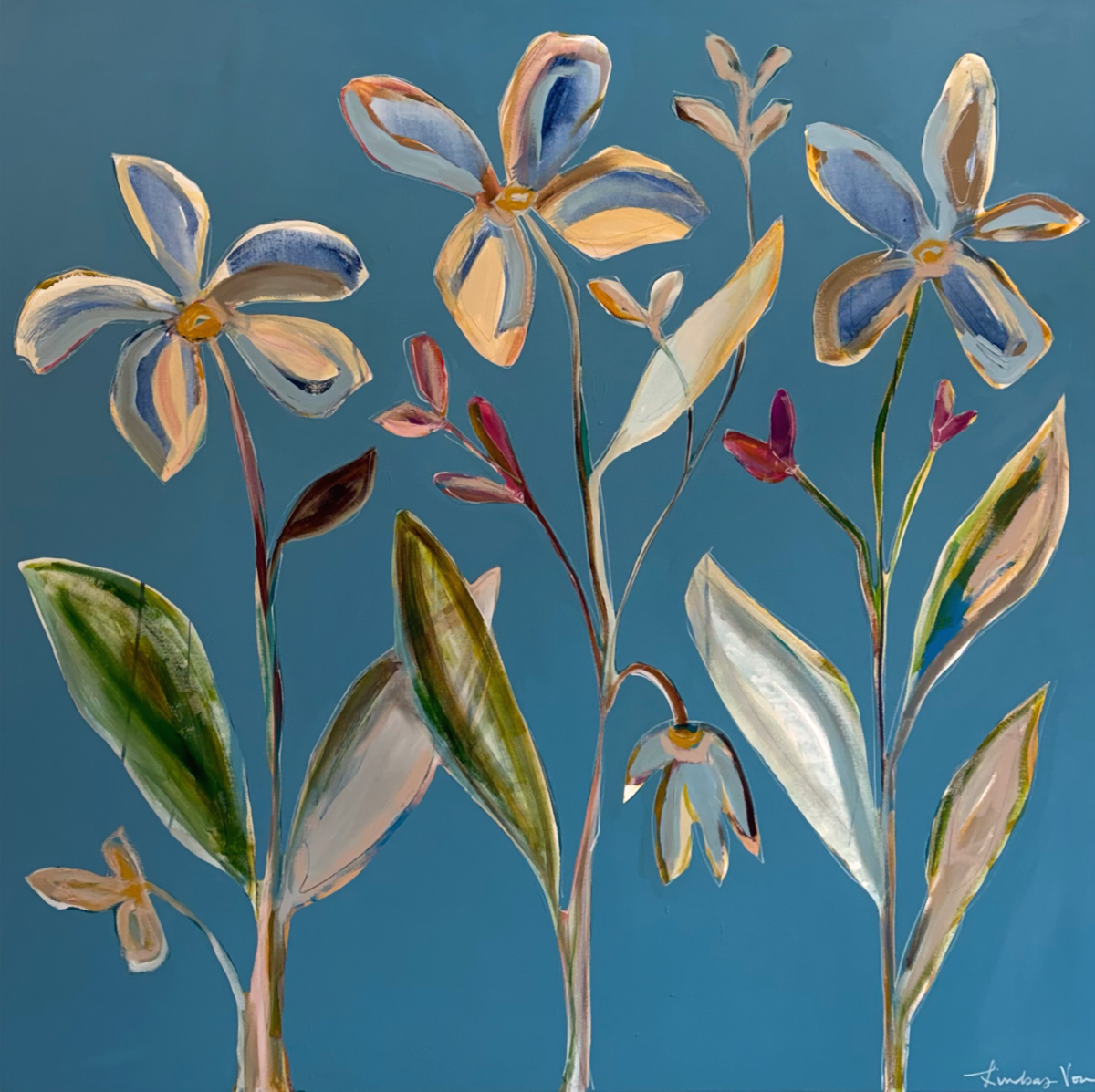 Lindsay Von - Wild Berry Blooms (48 x 48)