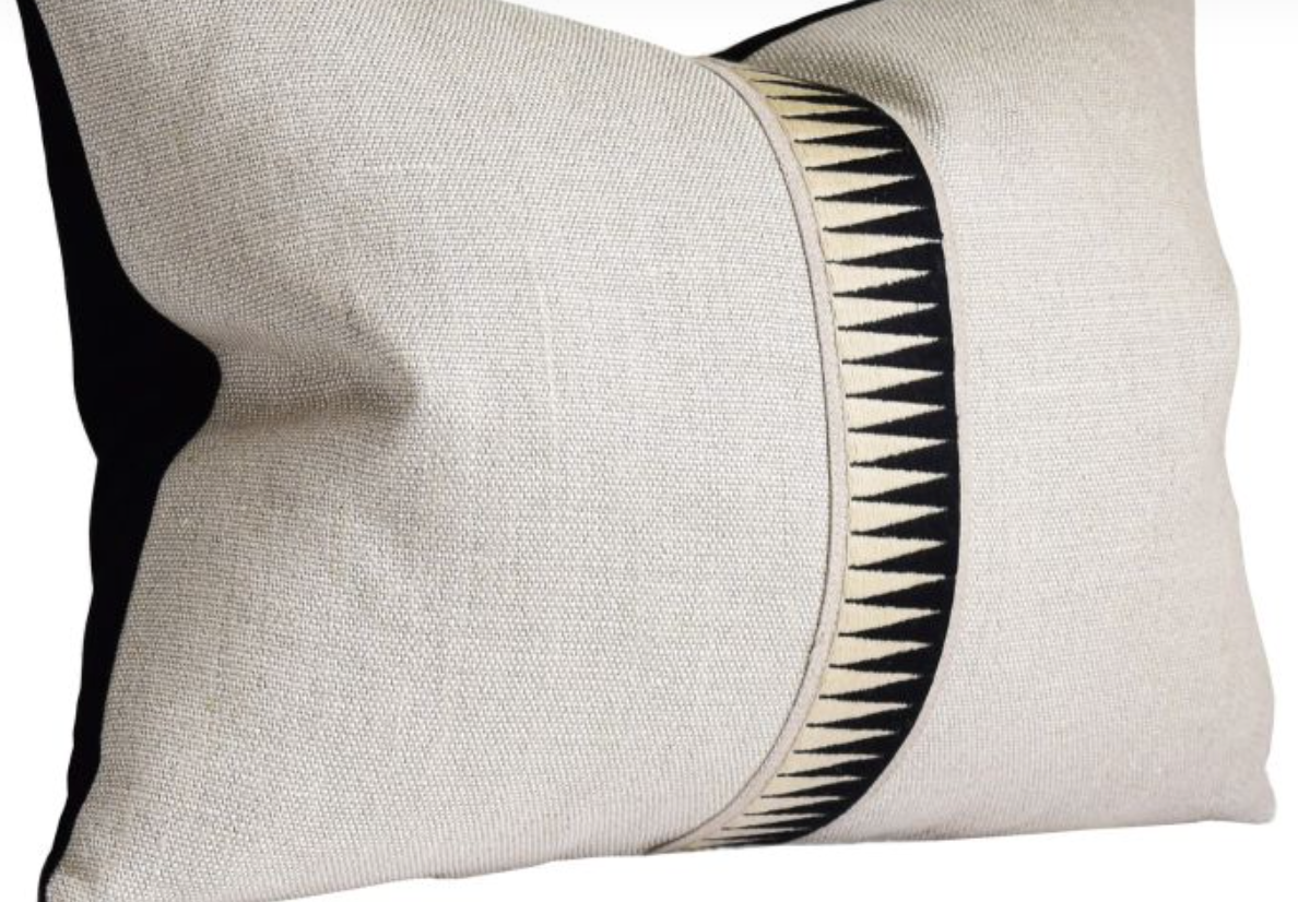 22x22 Noir Giorgio Linen Bravado Tape Pillow