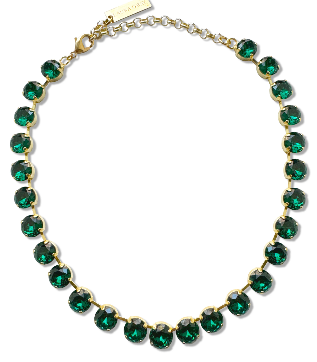 Green Emerald Cut Crystal Necklace