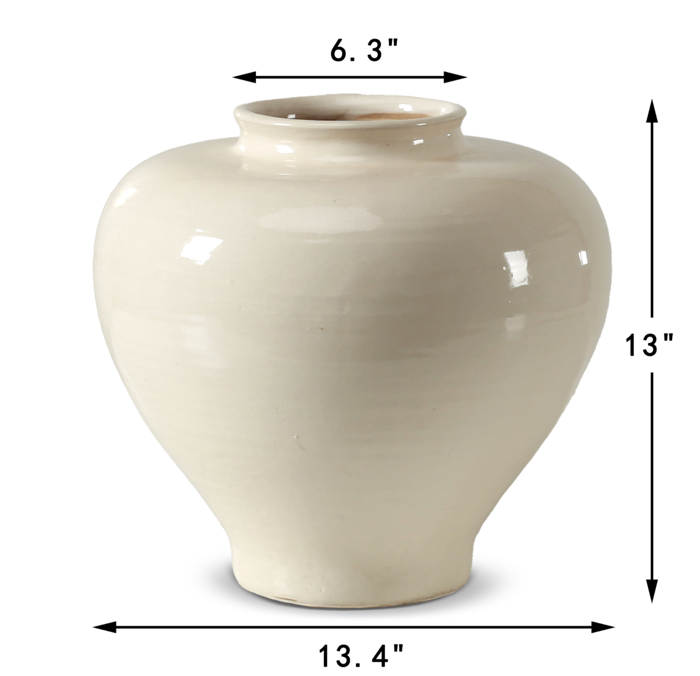 Off White Glazed Ceramic Vase 13"H