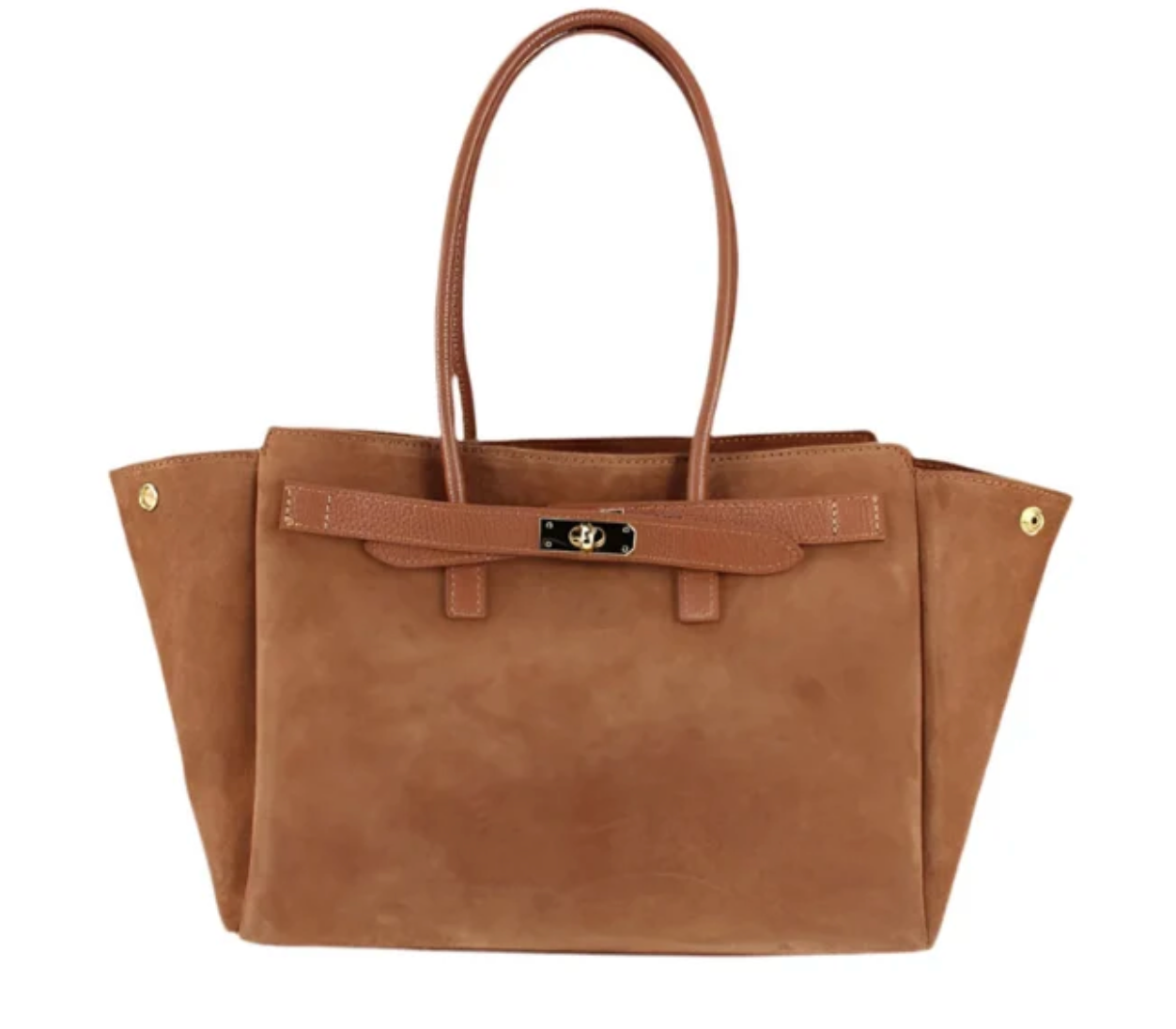 Suede Handbag Cognac