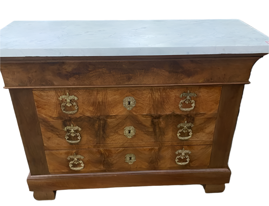 Louis Philippe Commode White Marble(43w x 18d x 33h)