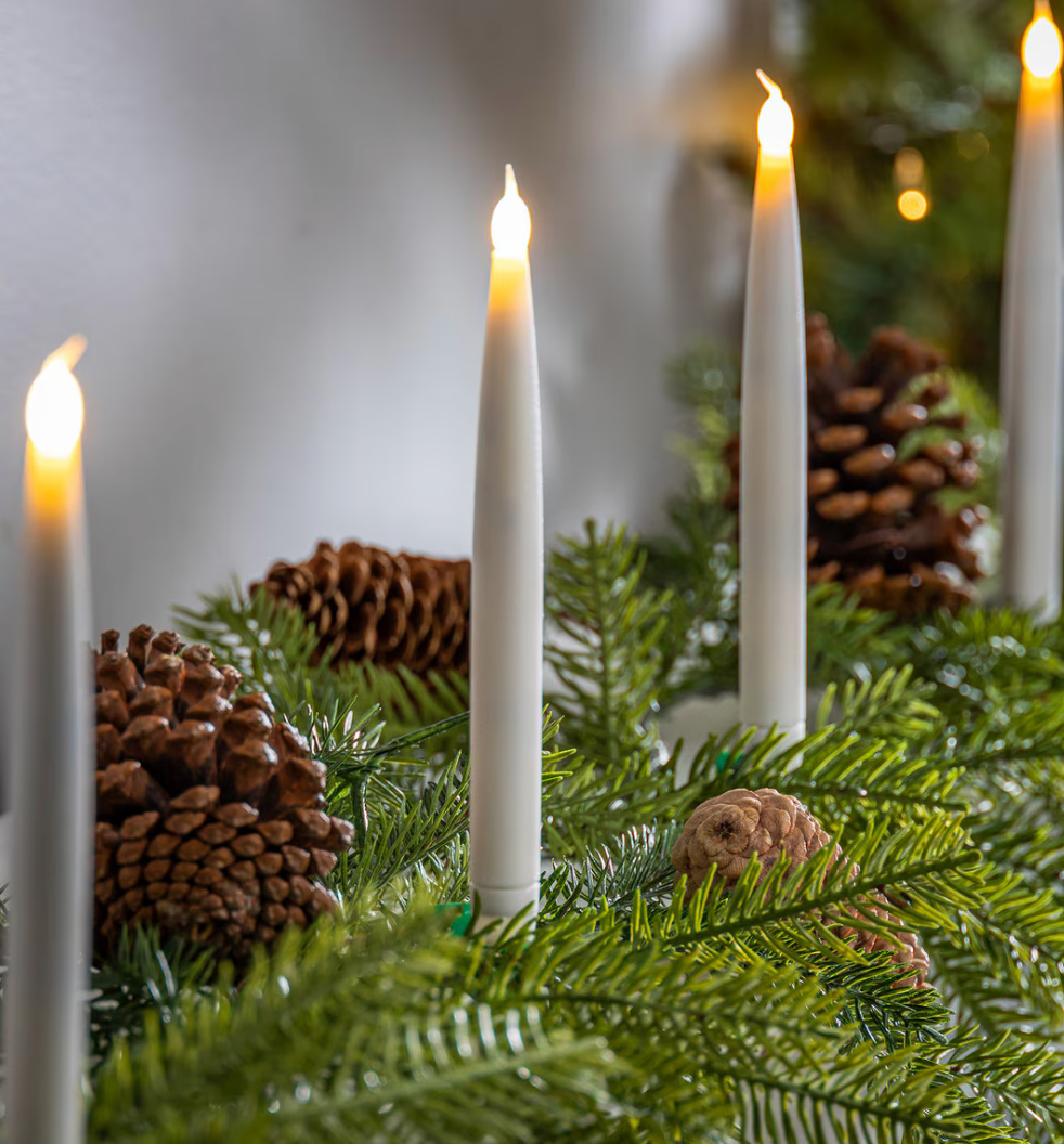 Set of 10 Ivory LED Taper Candles w/ Remote Control