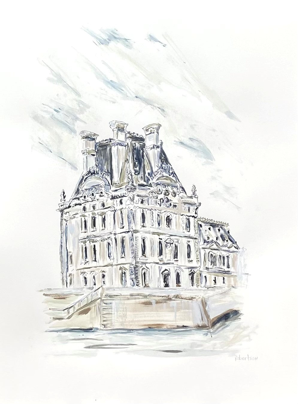 Sarah Robertson - The Louvre On the River Seine View (30 x 22)