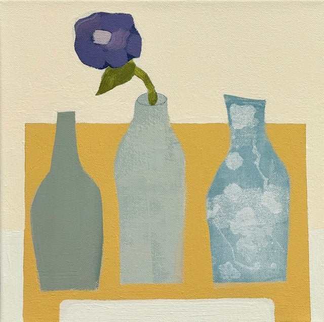 Ellen Rolli - Trio of Vessels and A Purple Stem (12 x 12)