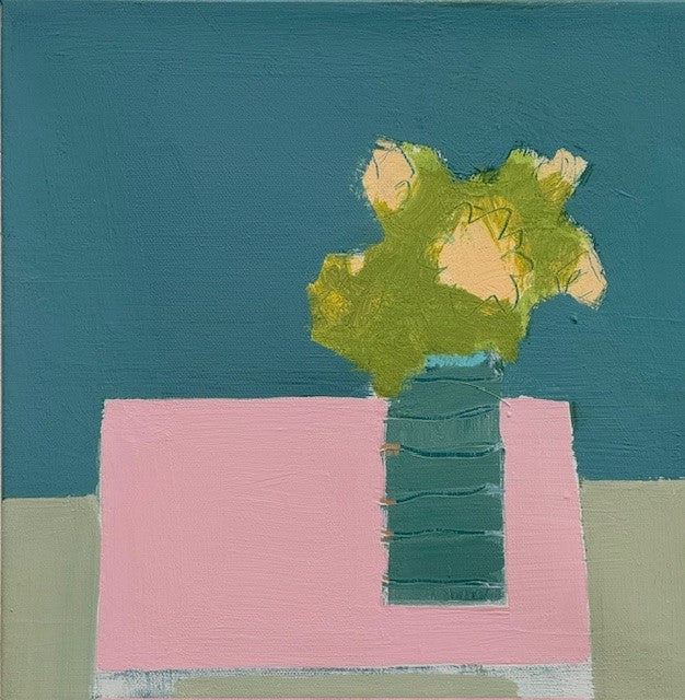 Ellen Rolli - Vessel and Bouquet on Pink Table (12 x 12)