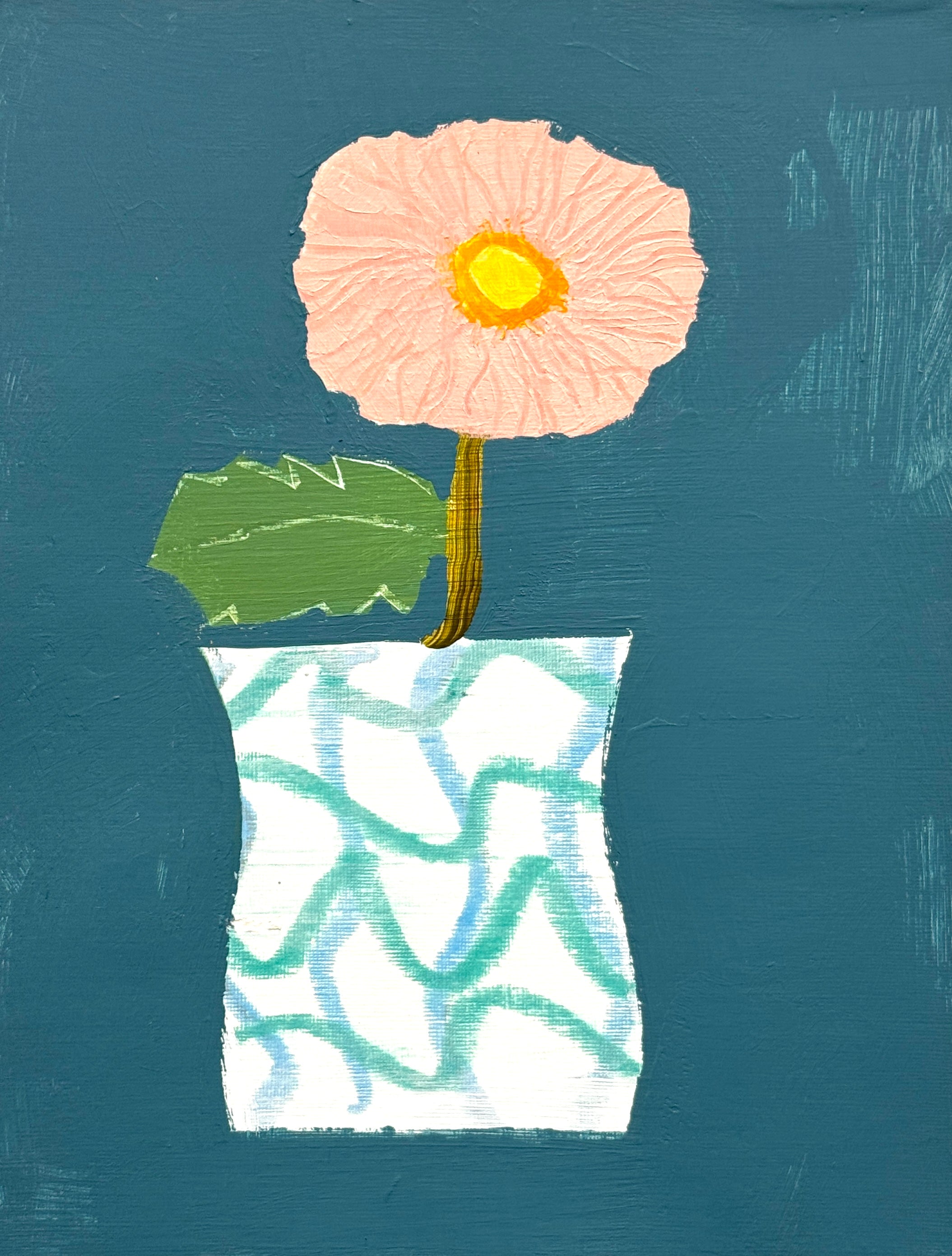 Ellen Rolli - Whimsical Vessel with Zinnia (12 x 9)