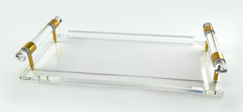 Acrylic & Brass Tray with Handles