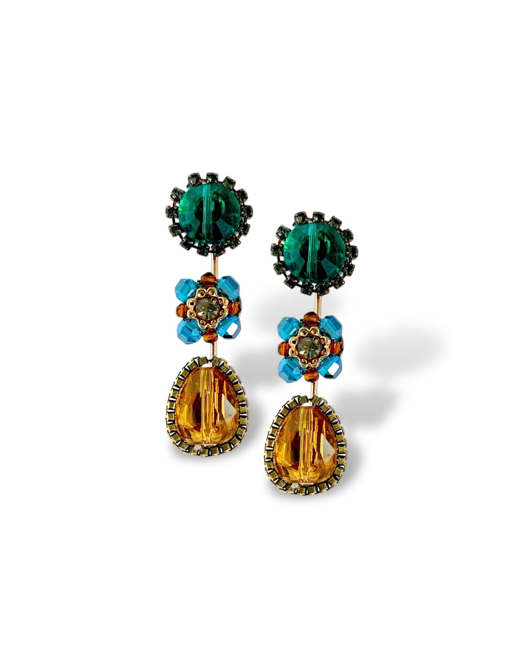 Amber Genevieve 3-Drop Earrings