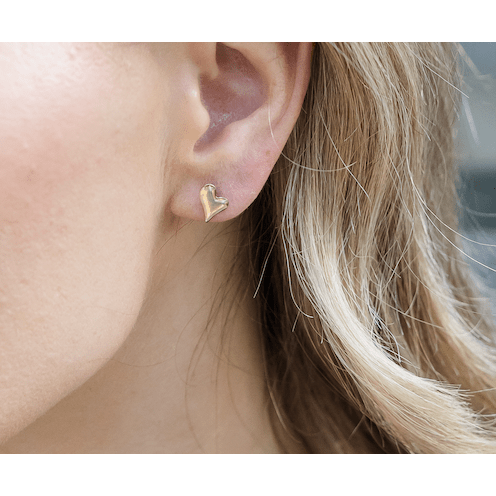 Petite Angled Heart Studs