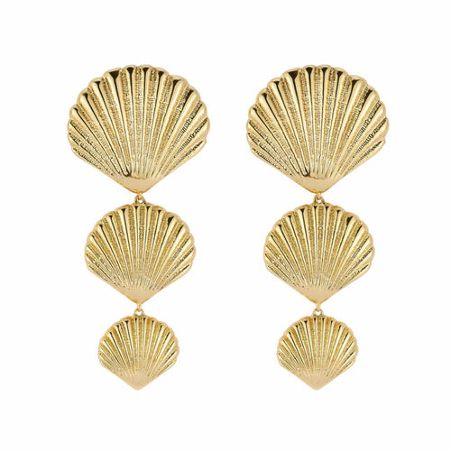 Gold Lux Shell Drop Earrings