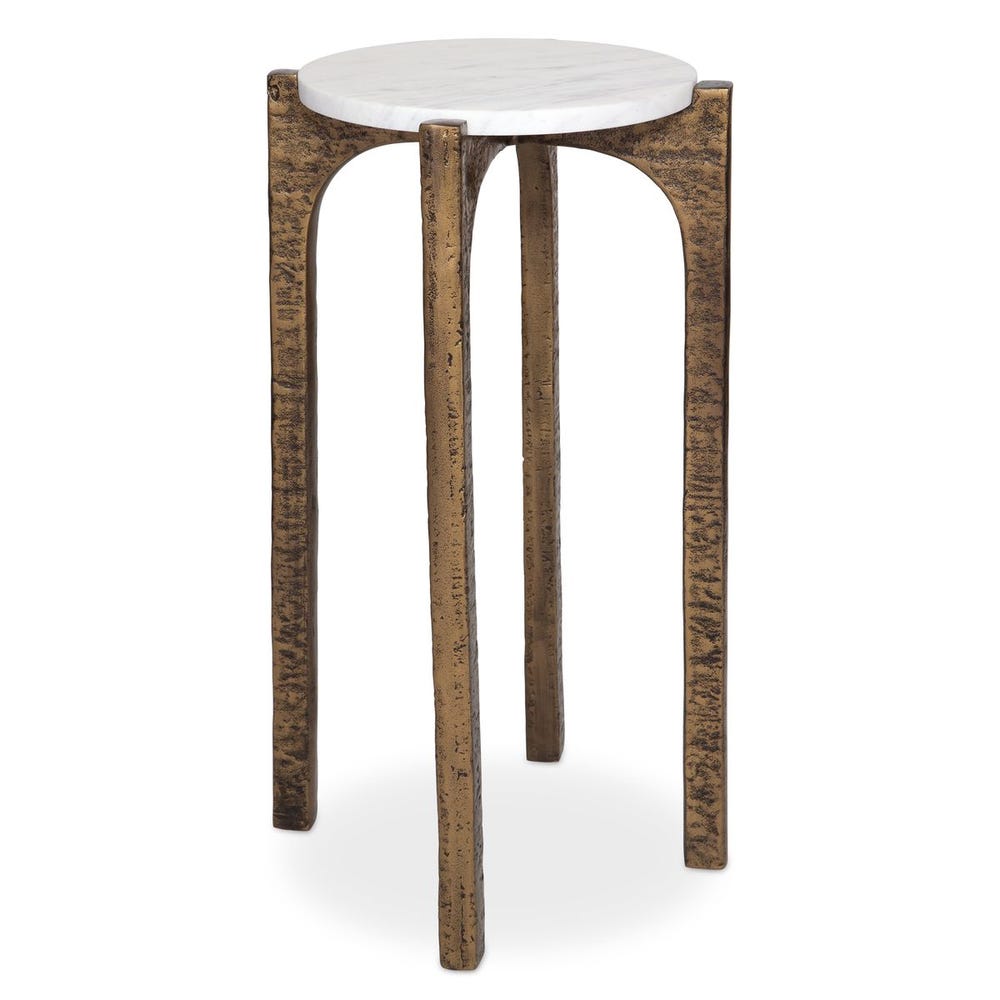 Brass 4-Leg Drink Table with Marble Top