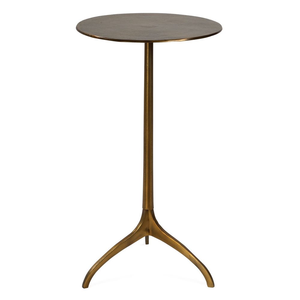 Antique Gold Round Table on Tripod Base