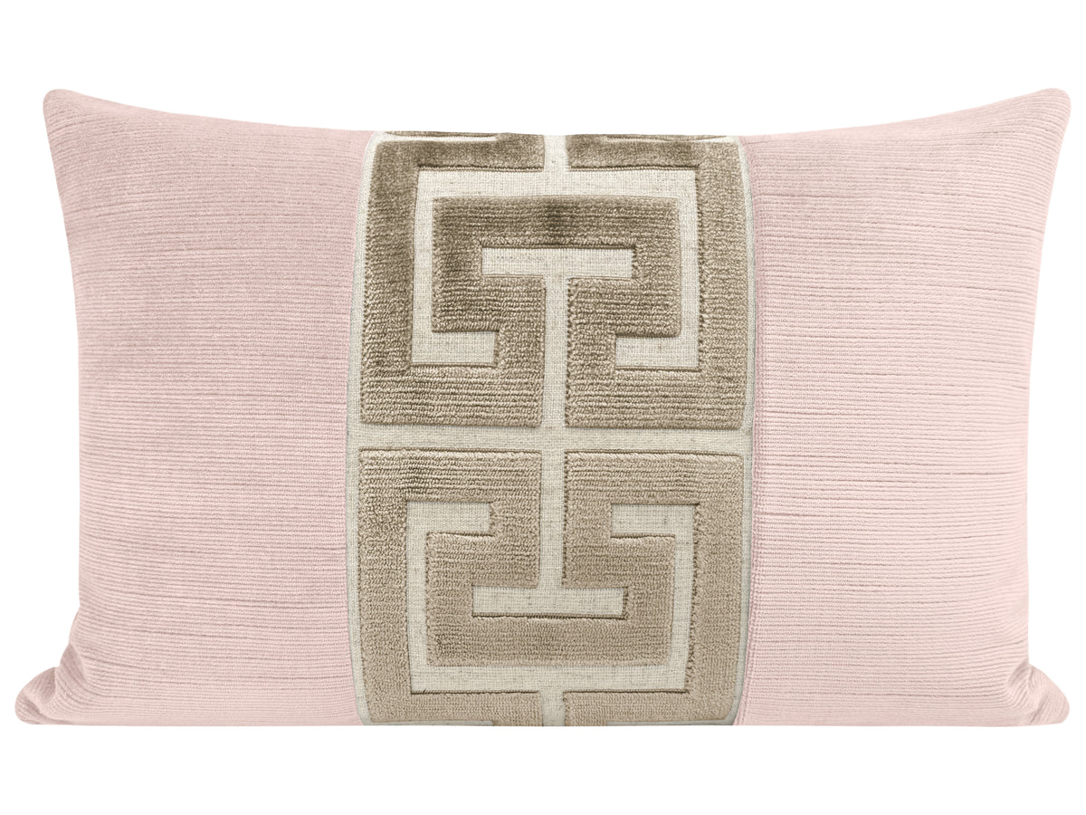 Ballet & Taupe Greek Trim Lumbar Pillow