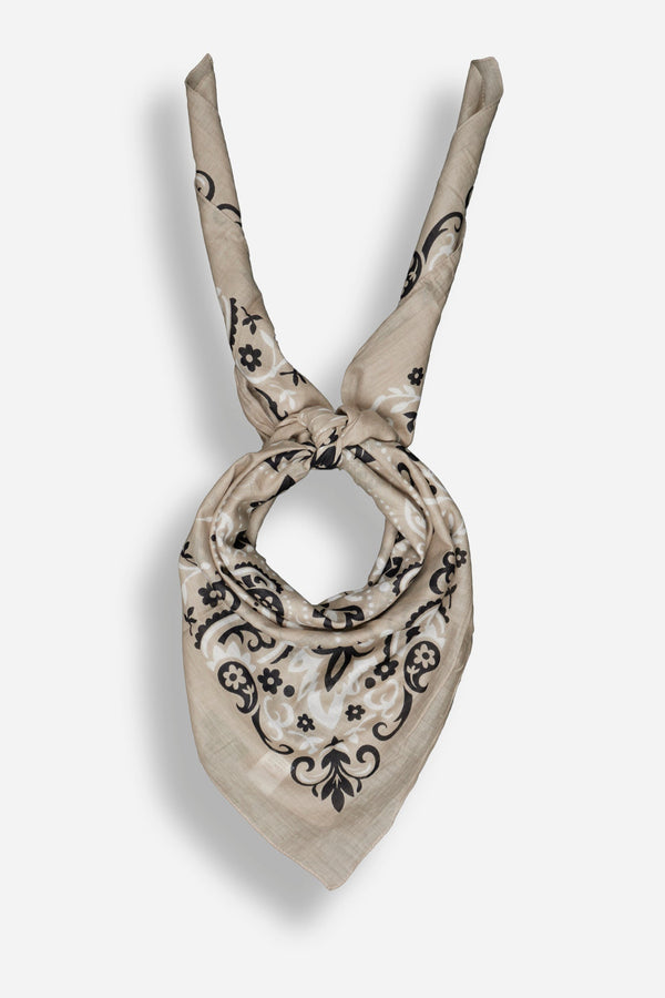 Taupe Cotton Bandana Scarf