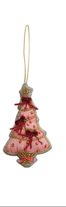 Blush & Red Fabric Tree Ornament