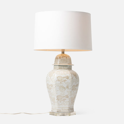 Beige White Patterned Lamp
